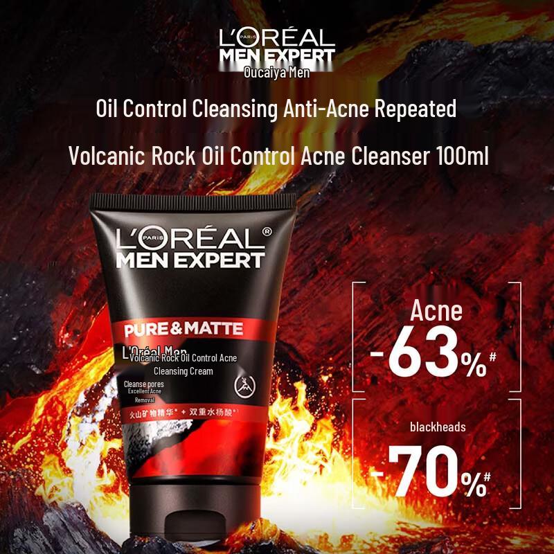 L Oréal Men Expert Volcanic Rock Oil Control Очищающее средство против акне 100 мл