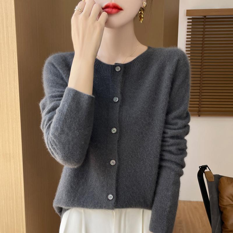 Qinghe Cashmere Women's 30% Cashmere Cardigan - Soft & Warm Wool Blend Sweater