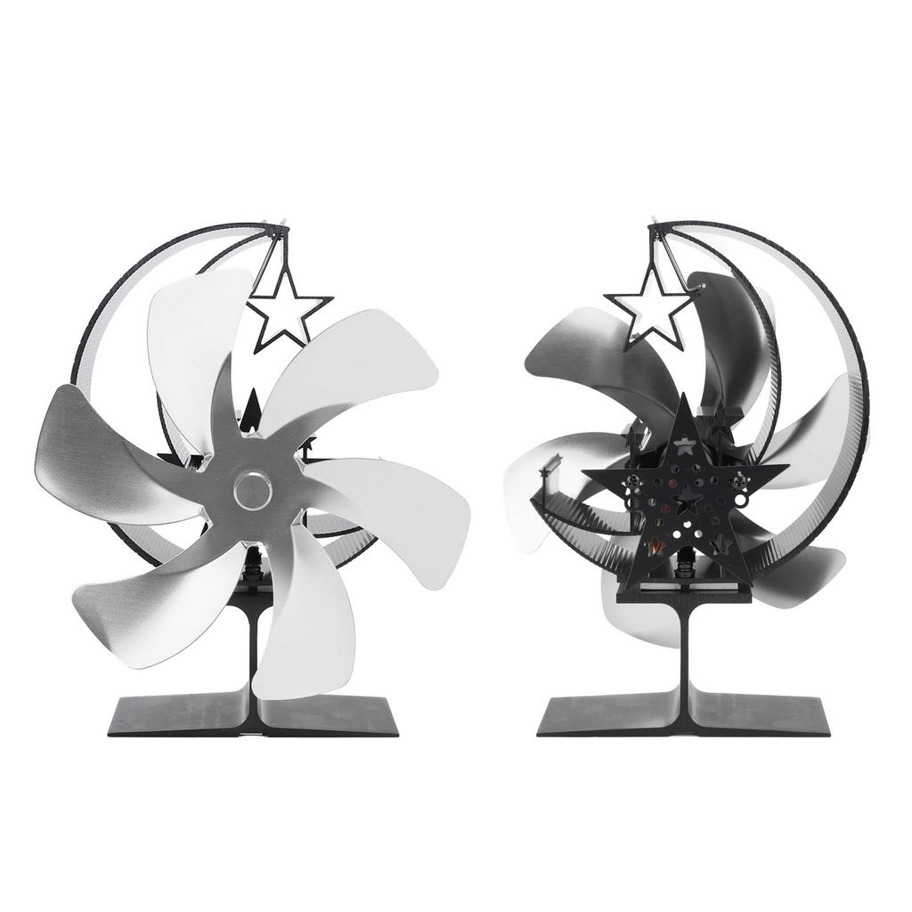 Ofenventilator 6 Flügel Kaminventilator Wärmegetrieben Schnelle Windzirkulation Halbmondmuster Thermoelektrisch