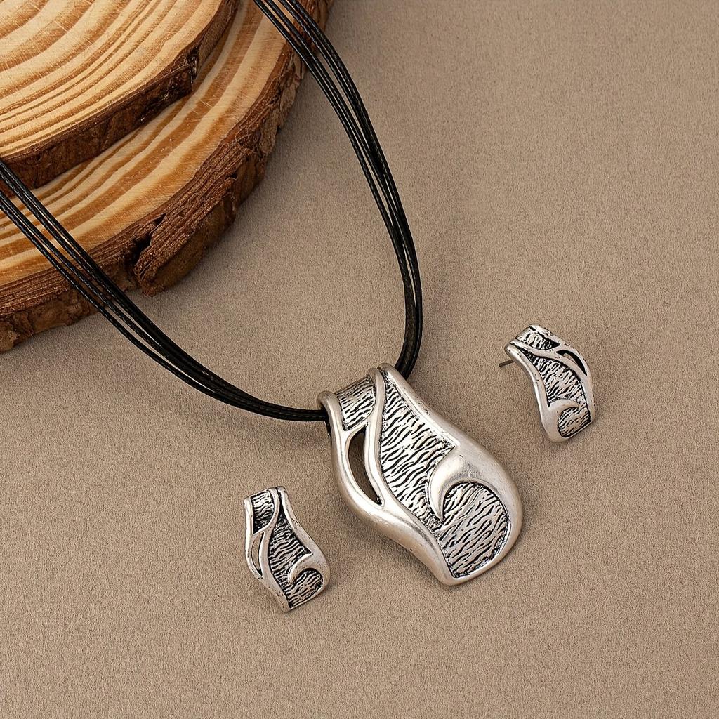 Vintage Geometric Earring Necklace Set