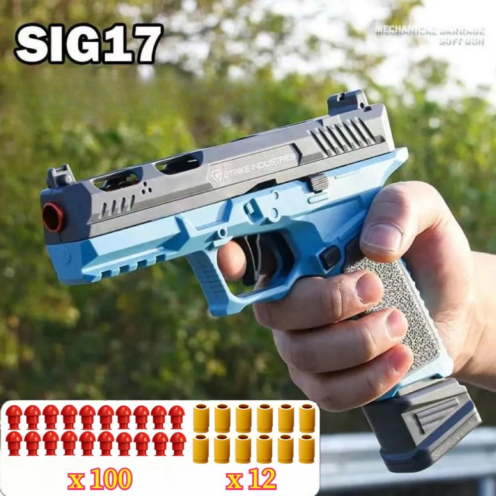 Pistola Giocattolo SIG17 Sparashell con Pallini Morbidi con Blowback Sport da Esterno Gioco CS Modello Lanciatore Pistola Regalo di Compleanno
