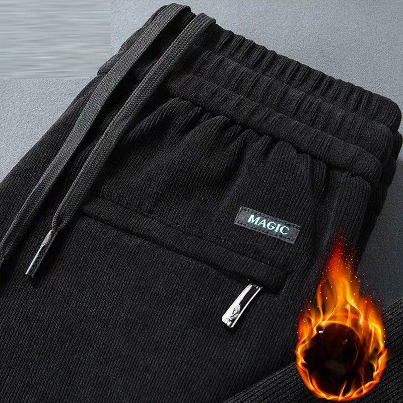 

Осенне-зимние мужские утолщенные прямые свободные теплые брюки с эластичным поясом повседневные брюки XXXL