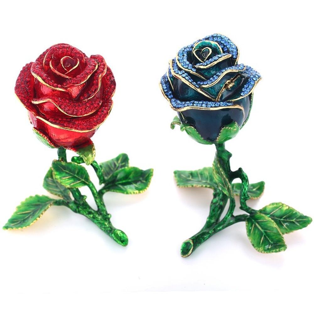 Buy Crystal Rose Flower Red Blue Ring 
