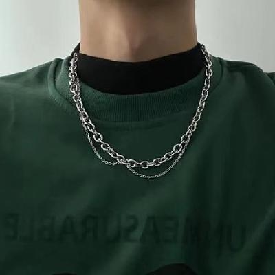 Mode Hip-Hop Titan Stahl Halskette Männer Frauen Doppel Layered Silber Farbe Halskette Hochzeit Schmuck