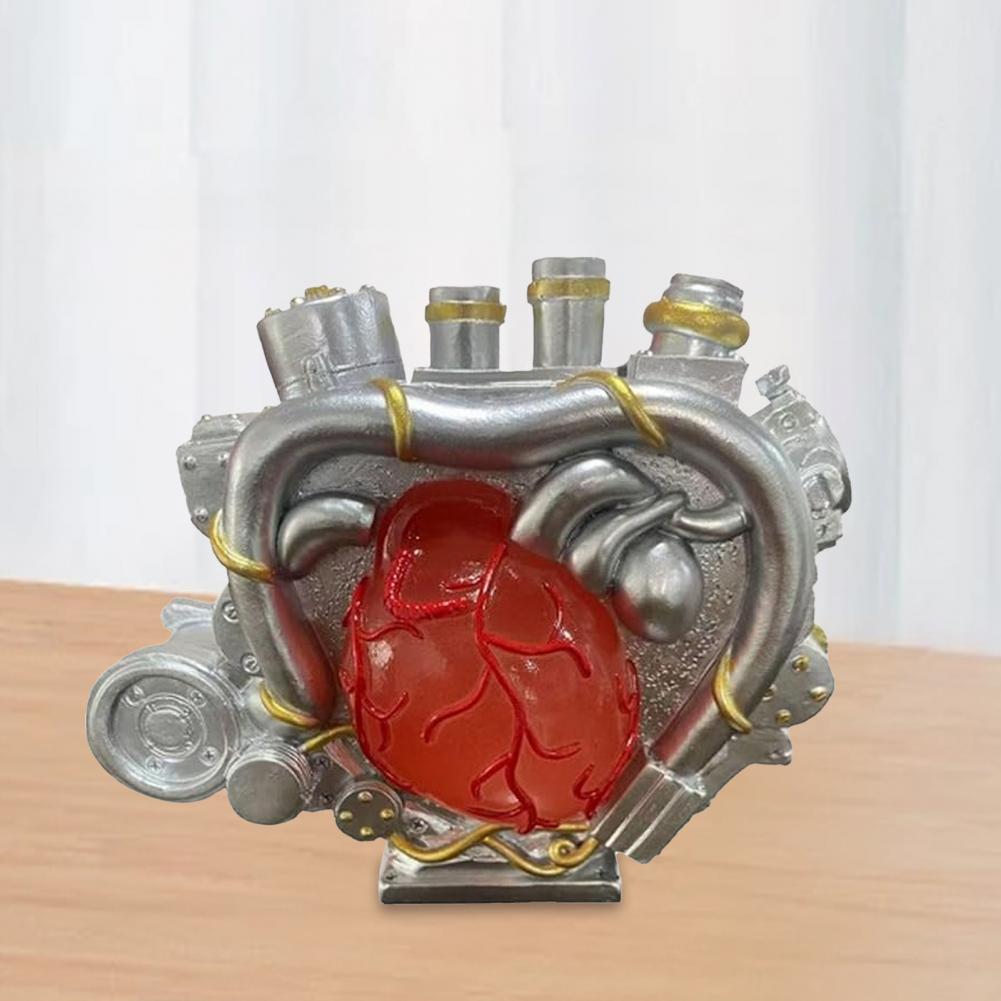 Resin Ornament for Home Decor Decorative Figurine Resin Engine Heart Figurine for Home Office Decor Unique Sculpture