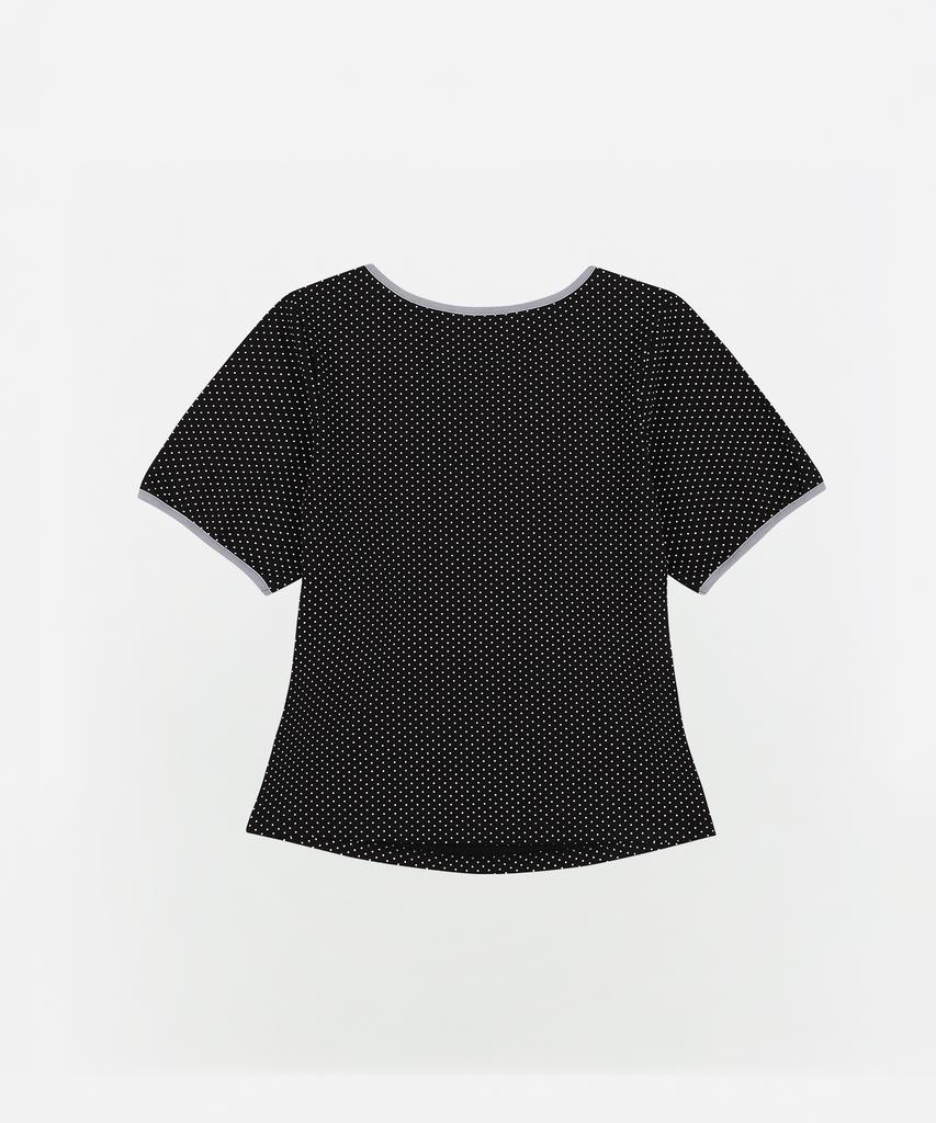 Eobdeulaepeuteu Dot Star Ringer Slim T-Shirts [Black]