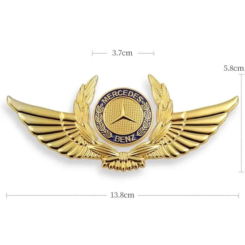 AMG W220 Für Benz Emblem mit Flügeln Stern Haubenabzeichen Gold Autohaube Vorne Chrom Logo Luxuriös Verchromt für Mercedes Benz Haube wi