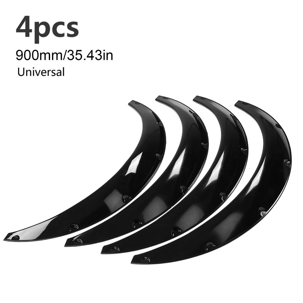 4 Pieces 850mm 33.5 Inch Flexible Car Front and Rr Flares Extra Wide Car Body Wheel Arches   Fitment ABS Black