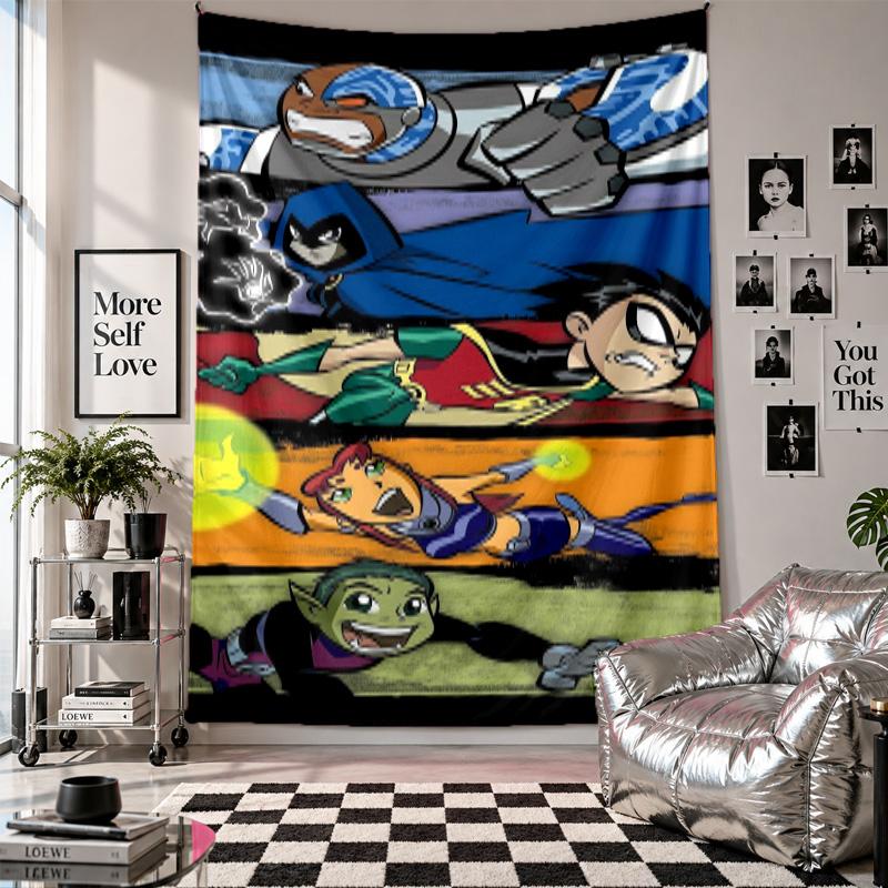 Wandteppich Teen Titans Go Kunst Hängendes Tuch Dekorativer Hintergrundbezug für die Raumdekoration