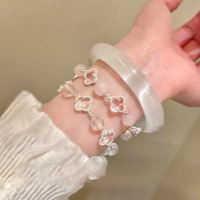 Glass Flower Beaded Pull-out Crystal Bracelet Small Fresh and Sweet Versatile Bracelet Simple Jewelry Women
