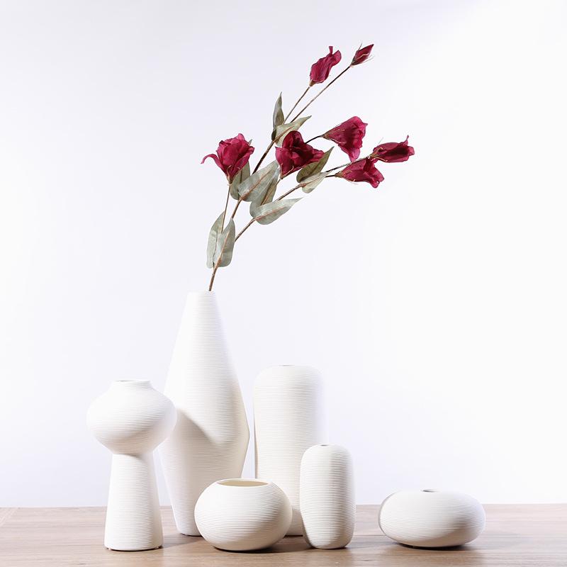 Wasabi Style Creative Dried Flower Arrangement White Brushed Ceramic Vase Ornaments Living Room Restaurant Home Decoration Hot