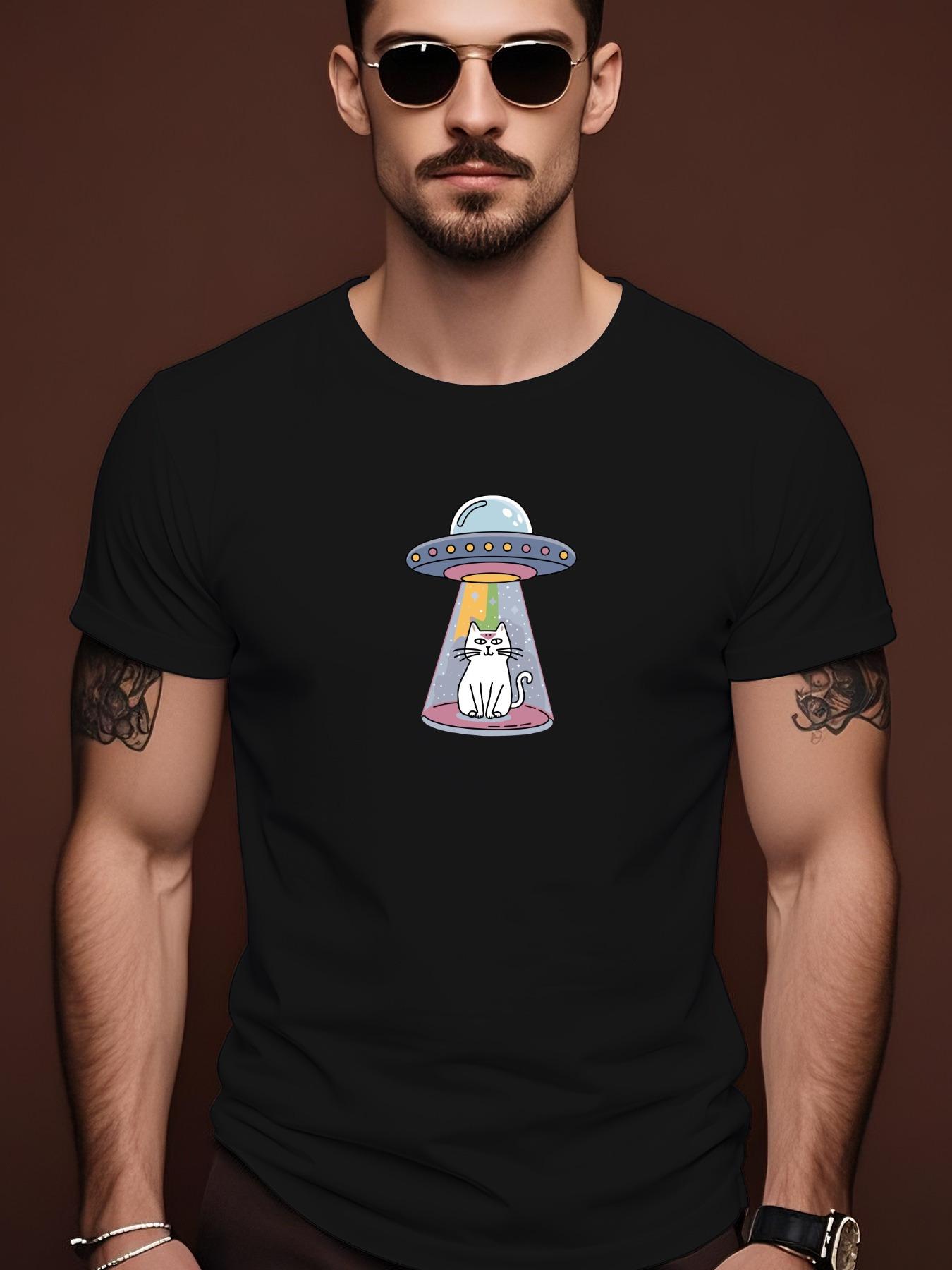 Playful Kitten Graphic Cotton Tshirt - Casual Crew Neck M