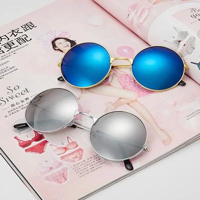 Damen Sonnenbrille Herren Rund Damen Mode Spiegelgläser Für Damen Herren Vintage UV400 Schutz Sonne Retro Brillen