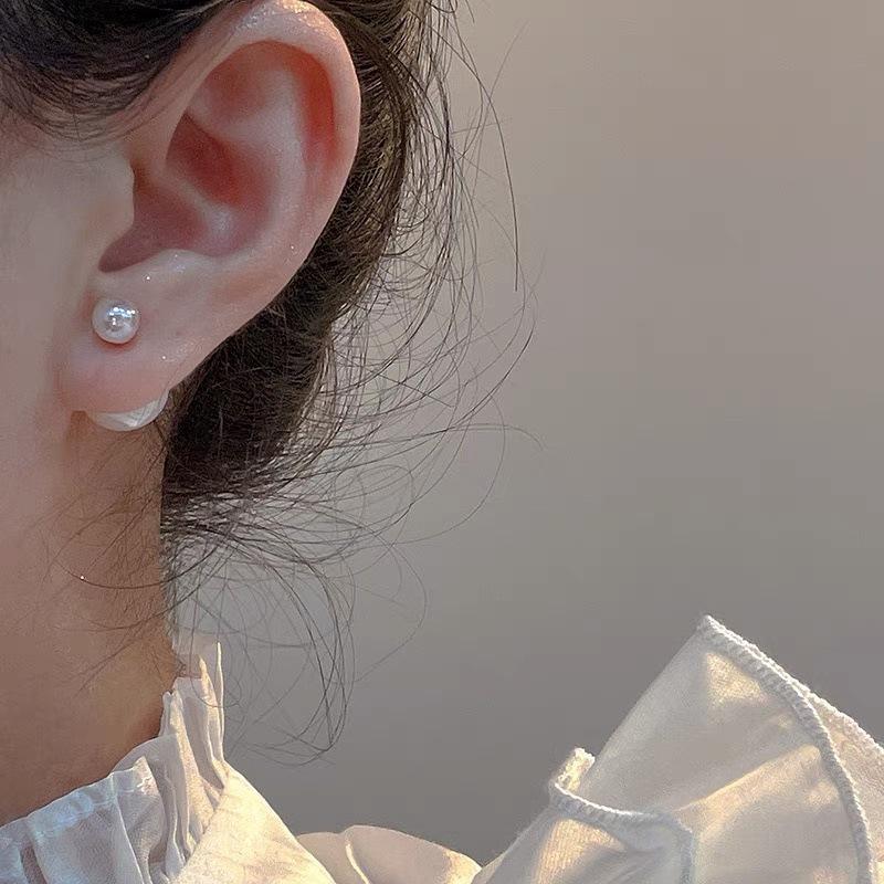 Boucles d'oreilles Style Sirène Princesse Perle pour Femmes - Puces Fée Amovibles Deux Voies, Bijoux d'Oreille Tendance Haut de Gamme