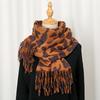 Retro high-end leopard print scarf women's autumn and winter new fashion imitation cashmere fringed shawl thickened warm and versatile