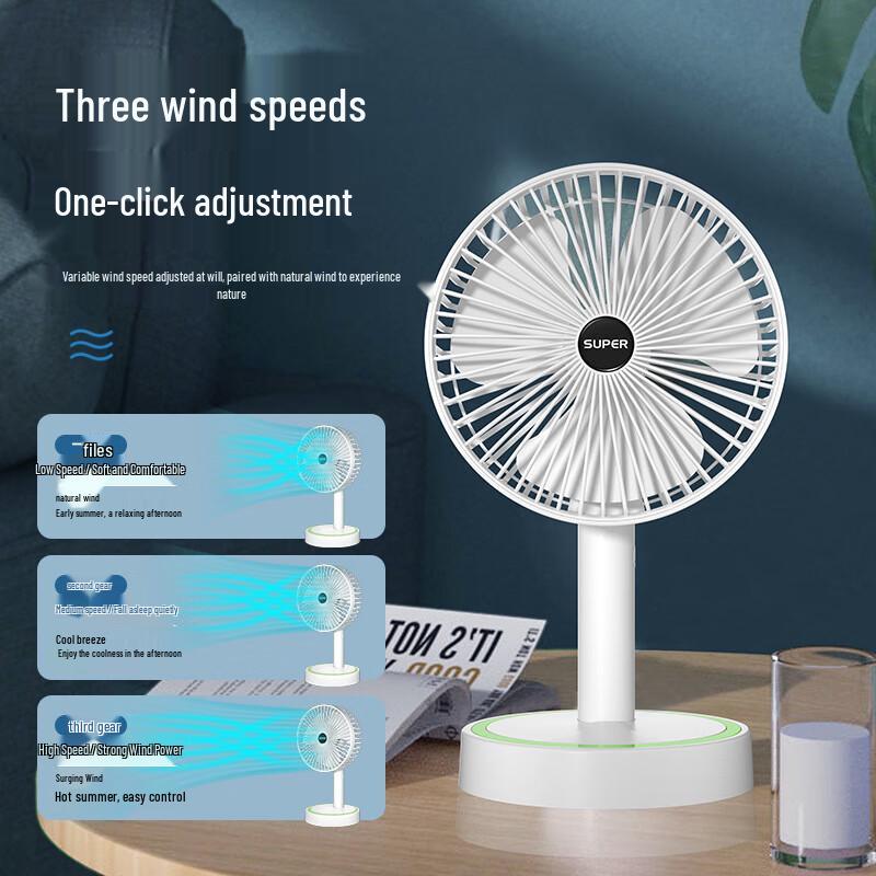 OEING Portable Rechargeable Outdoor Fan, USB Silent Oscillating Camping Tent Fan, Desktop Handheld 2-in-1, Black