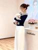 Korean Style One-Shoulder Striped Tie-Up Long Sleeve T-shirt for Women