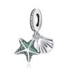 S925 Sterling Silver Starfish, Dolphin, and Turtle Charm Bracelet with Beaded Accessories