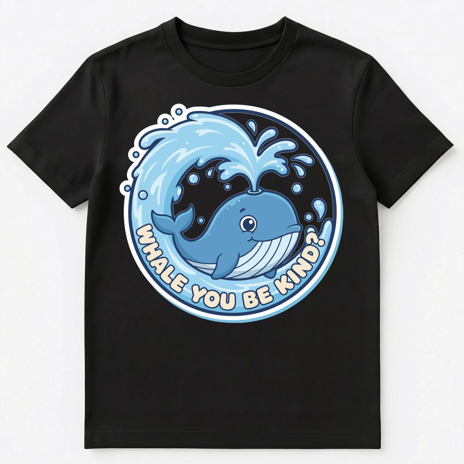 Adorable Whale Kindness Pun Graphic Motivational Unisex T-Shirt 4XL