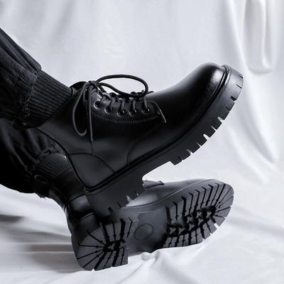 Martin Stiefel Herren Britische High-Top Stiefel Herren Weiches Leder Neu Mittelhoher Absatz Erhöhend Werkzeug Chelsea Kurze Stiefel