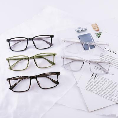 New TR90 Insert Glasses Frame, Fashionable Cold Brown Square Glasses Frame, Transparent Anti-blue Light Ultra-light Frame for Women