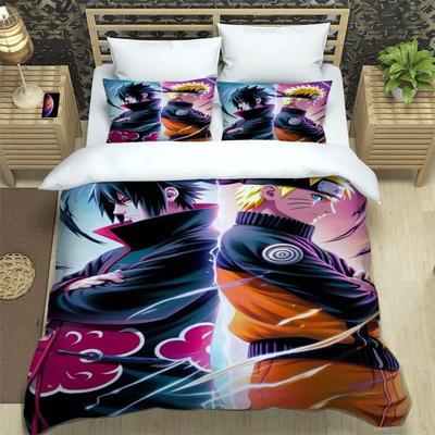 Cartoon N-Naruto Bettwäschesets Exquisites Bettzubehör-Set Bettbezug Bettdecken-Set Bettwäscheset Luxus Geburtstagsgeschenk