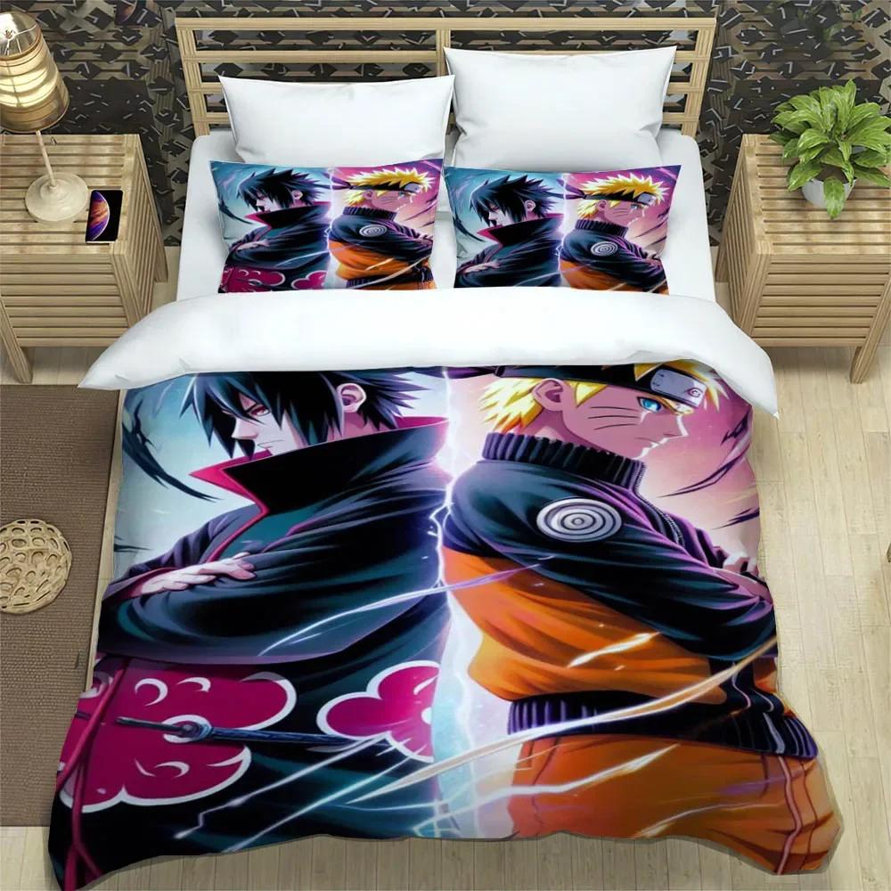Cartoon N-Naruto Bedding Sets Exquisite Bed Supplies Set Duvet Cover Bed Comforter Set Bedding Set Luxury Birthday Gift