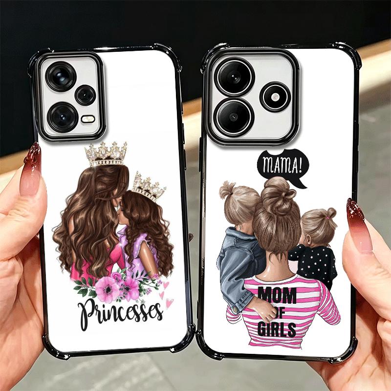 Baby Mom Girls Plating Phone Case For Xiaomi Redmi Note 14 15 Pro Plus 13 12 11 11S 11T 10 9S 9 5G Anti-Fall Airabag Cover