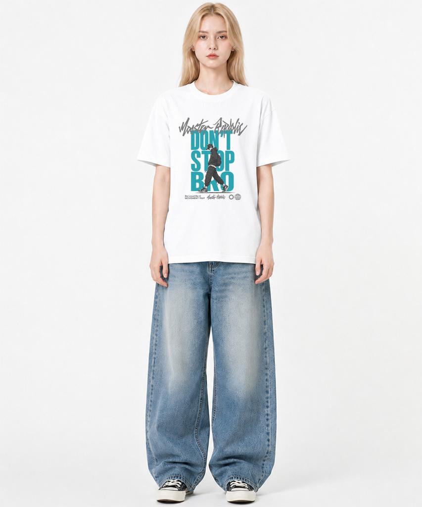 MONSTER REPUBLIC Don'T Stop Bro Mint T-Shirt White_9169