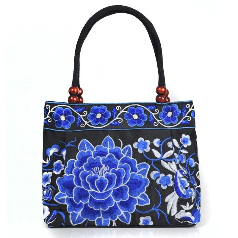 Original Ethnic Style Canvas Embroidered Women'S Bag Handheld Compact Bag Embroidery Handbags For Women Premium