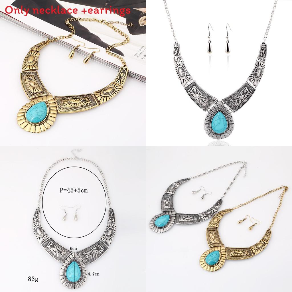 Retro Geometriskt Legeringshalsband Med Vattendroppshänge För Modefans