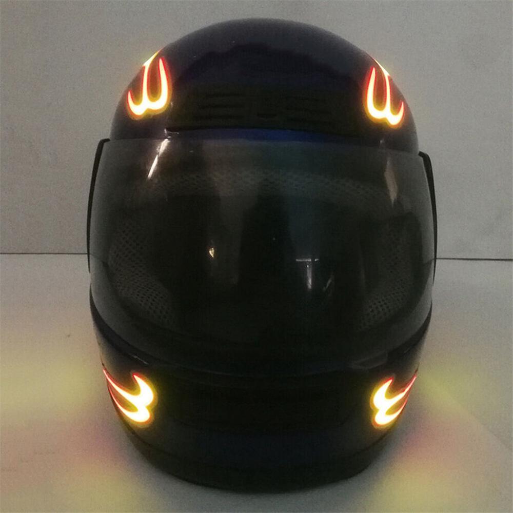 1Pair Motorcycle Helmet LED Cold Light Waterproof Strip Sticker Flashing Warning