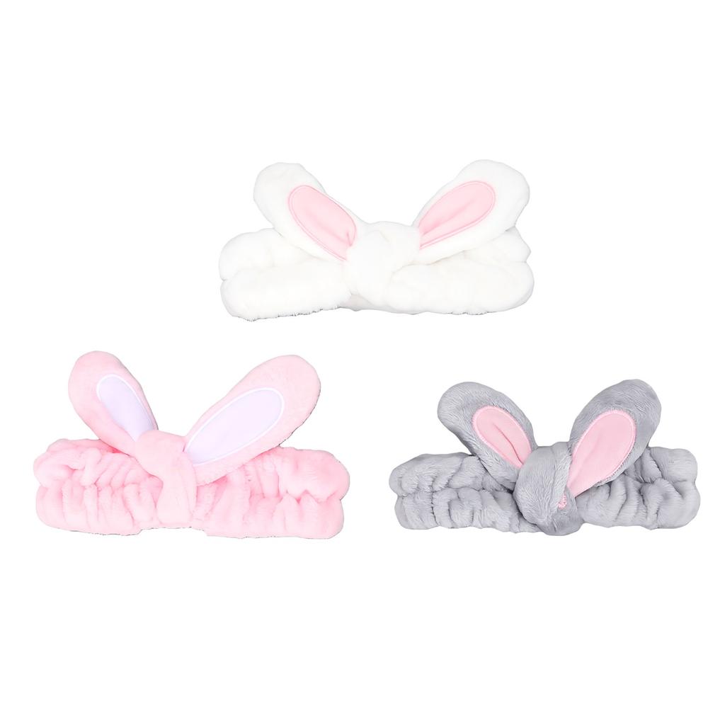 Soft Bunny Ear Makeup Headbands Stretchable Cute Spa Headbands for Makeup Bath Face Wash 3 Pieces Set