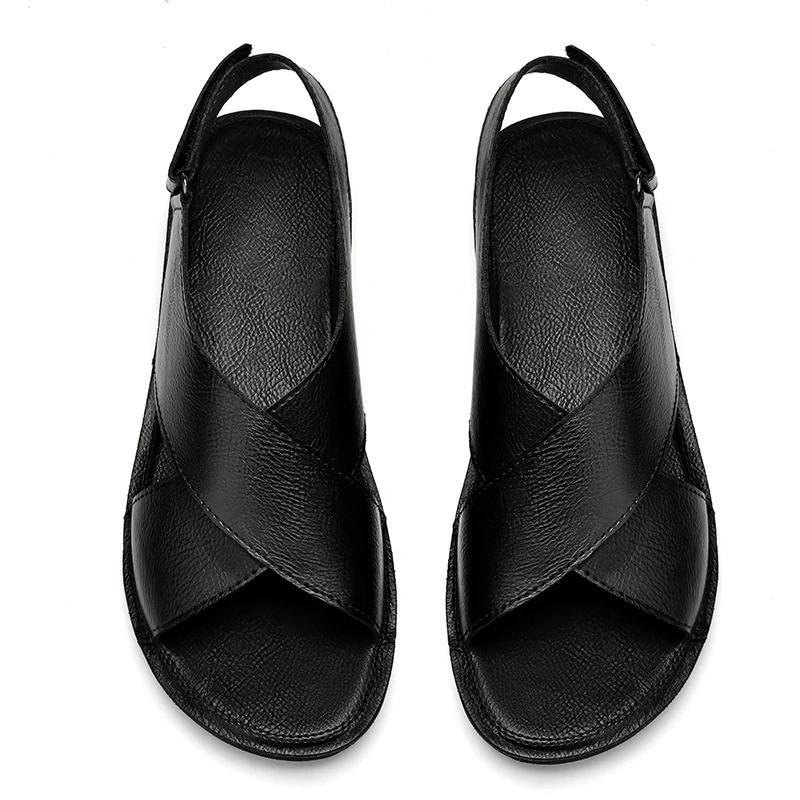 Men Minimalist Casual Leather Sandals Outdoor Casual Soft Bottom Sandals Genuine Leather Men Fashion Summer Breathable Sandals