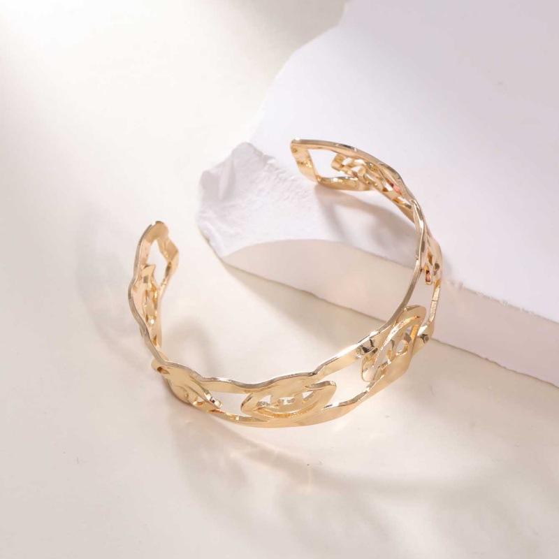 European and American Jewelry Bamboo Inlay Creative Temperament Bracelet Light Luxury Opening Stainless Steel Electroplated 18k Women's Gold Bracelet