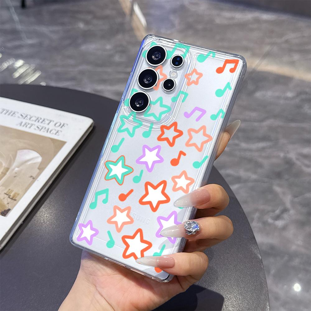 Colorful Music Notes and Stars Case for Samsung Galaxy S26 S25 S24 S23 S22 S21 S20 FE Plus Soft TPU Slim Fit Shockproof Cover