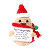 Hat Potato Christmas Positive Crochet Animals Doll With Card Desktop Ornament Emotional Support Handmade Knitted Cheer Up Toy