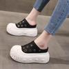 Fashion 9CM Synthetic Microfiber Leather Chunky Sneakers Slippers Platform Wedge Sandals Slipper Flats Summer Women Hollow Sneaker Shoes