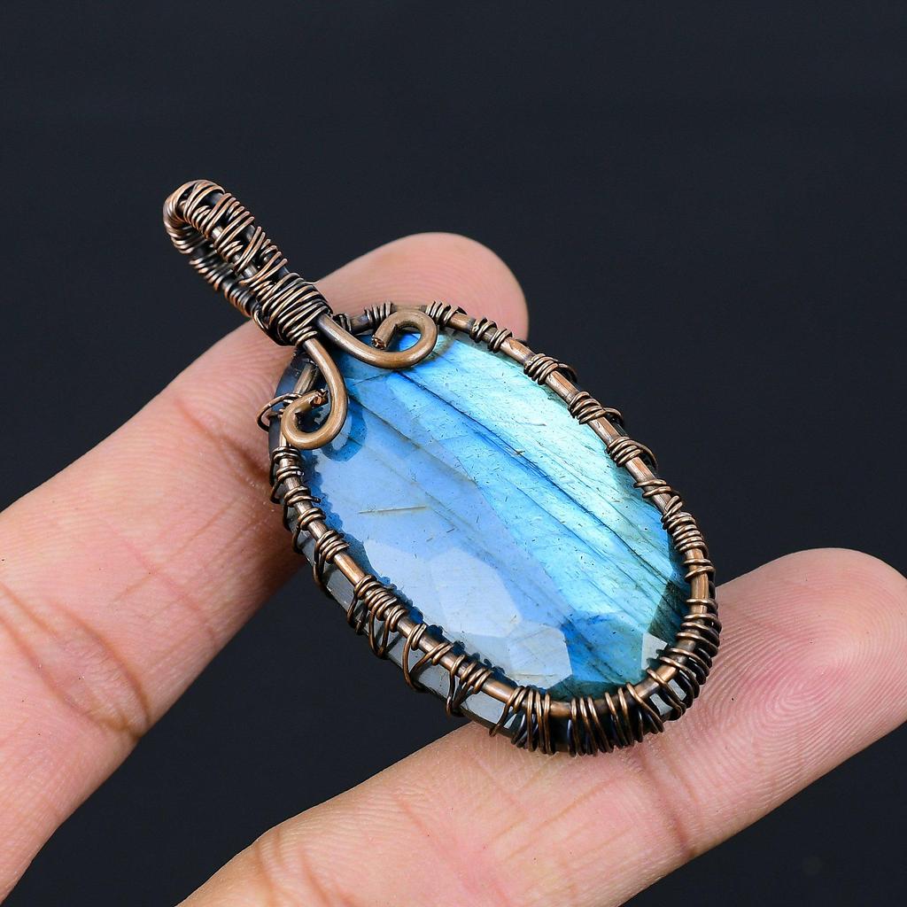 Tree Of Life Labradorite Gemstone Copper Wire Wrapped Handmade Pendant Jewelry For New Year Gift