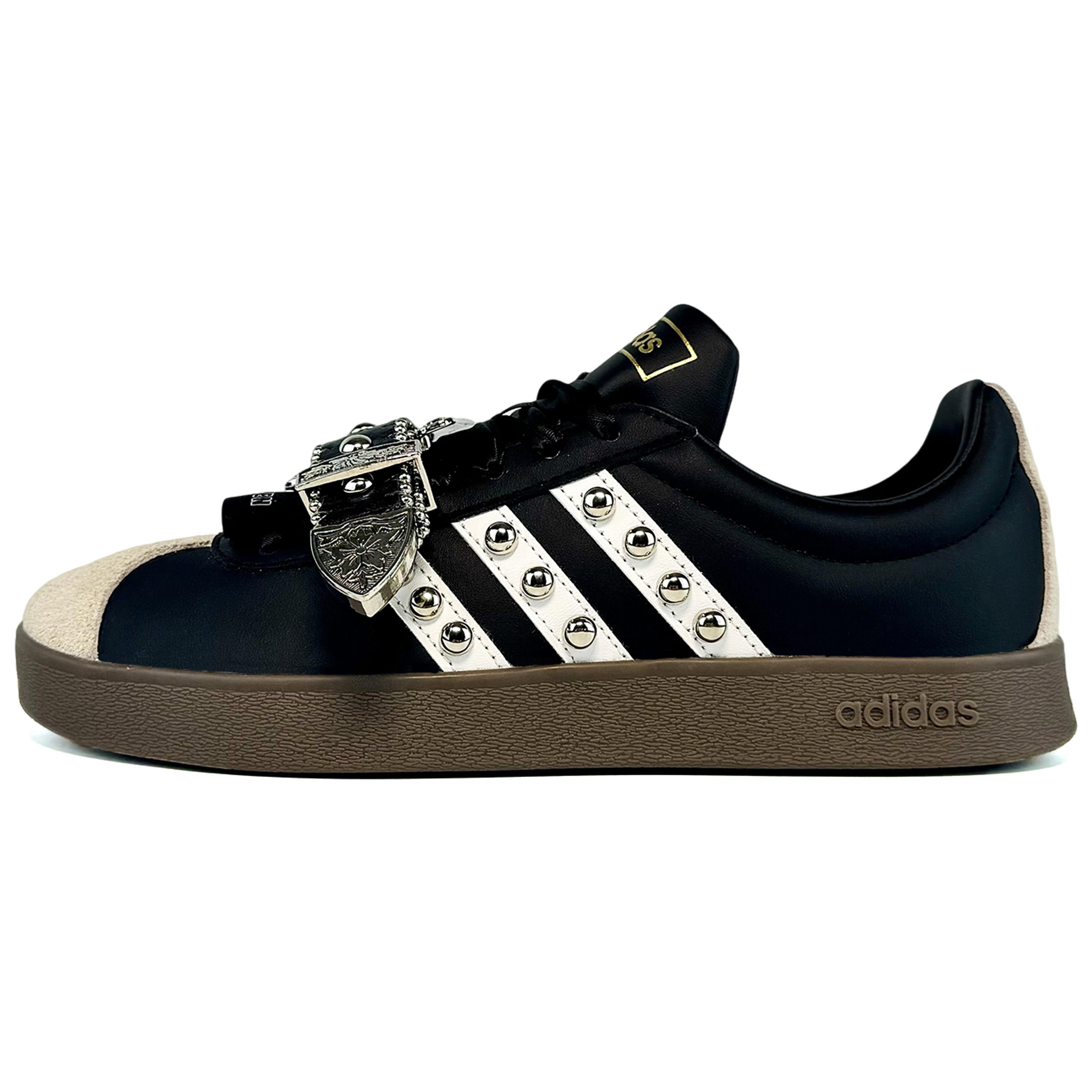 

Adidas VL COURT 2.0 Suixin, Horse Hoof Buckle, Gothic, Gothic Style Low top Skateboard Shoes Unisex Black ID6017(Team45-) 36