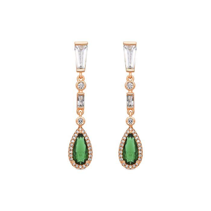 Boucles d'oreilles - AFRICA Fantasia - émeraude - zircon cubique - or jaune 18 ct