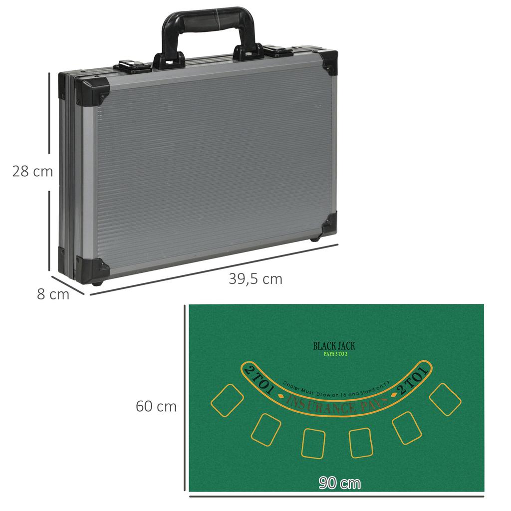 Set da Poker, Valigetta da Poker, 400 Fiches, 2 Mazzi di Carte, 5 Dadi, Pulsante Dealer, Tappetino