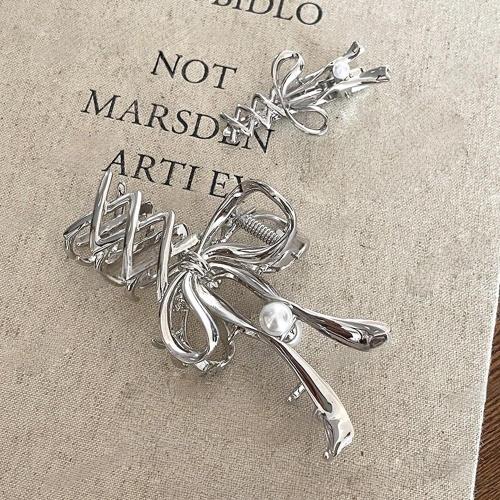 Vintage Ribbon Bow Hair Claw Zinc Zinc Alloy Balletcore Hairpin Retro Bowknot Hair Clip Makeup Hair Clips