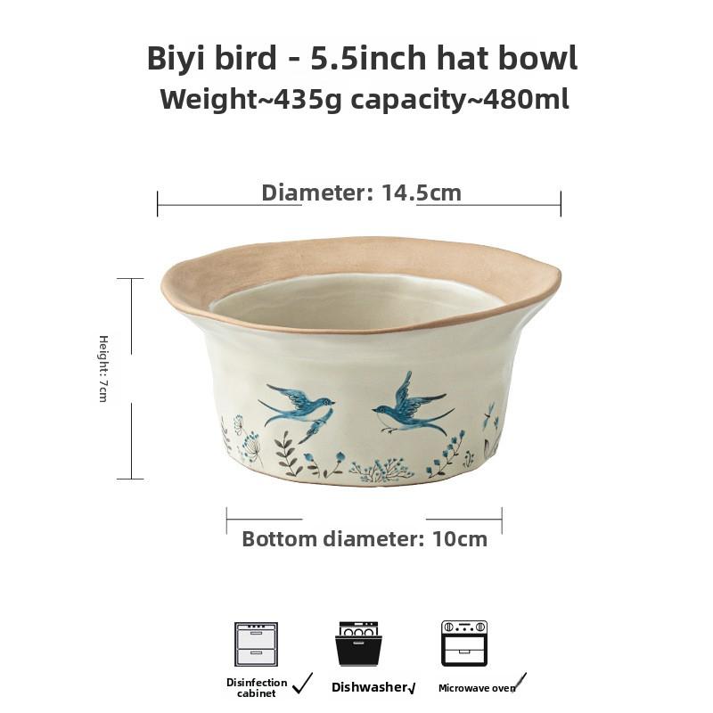 

Vintage Style Ceramic Salad Bowl Set High Aesthetic Straw Hat Bowls for Oatmeal Yogurt Breakfast Personal Use