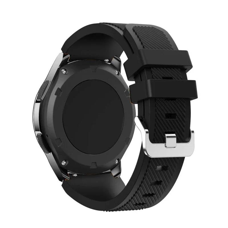 

22-миллиметровый силиконовый ремешок для Samsung Watch 3 45 мм Gear S3 Amazfit GTR 4 Спортивный браслет для Huawei Watch 5/4/3/GT4-3-2 Pro Ремень Samsung Watch 3 45mm чёрный