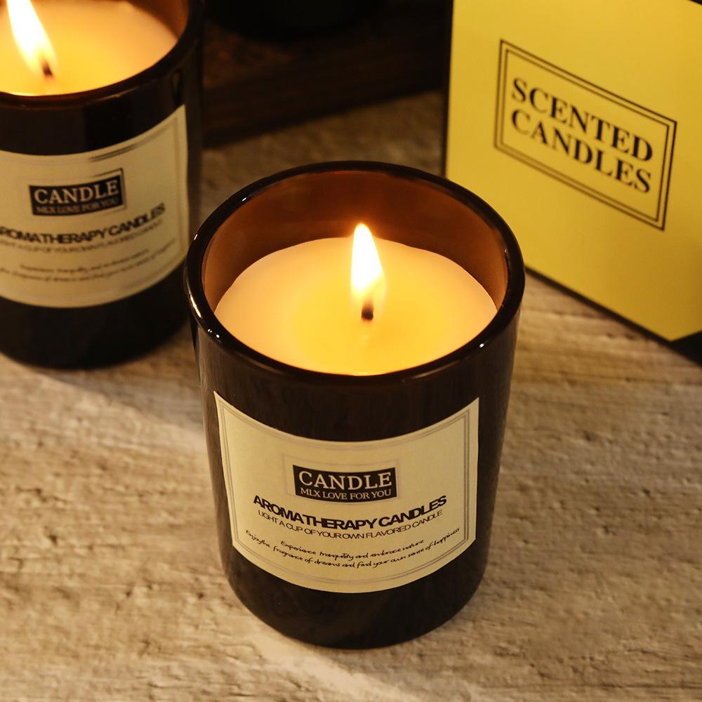 5*6 Bright Black Glass Aromatherapy Candle Home Creative Fragrance Gift Without Candle Decoration