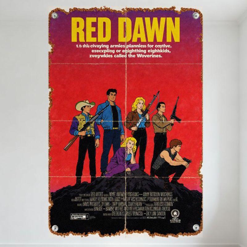 Винтажный металлический жестяной знак с постером фильма «Красный рассвет», настенное искусство из боевика 1980-х годов, постер с Патриком Суэйзи и Чарли Шином для мужской комнаты, бара H 20x30cm（7.8x11.8inch）