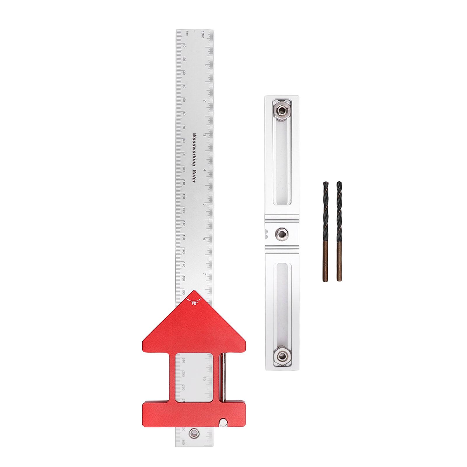 

5 in 1 Cabinet Hardware Jig 7.5 Inch Adjustable Hole Distance 30 45 60 90 120 135 Degree Woodworking Scriber Drill Guide Locator червоний