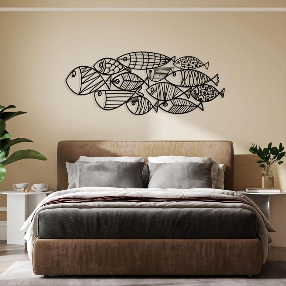 School of Fish Metal Wall Art, Nautical Home Decor, Sea Life Gift for Fisherman