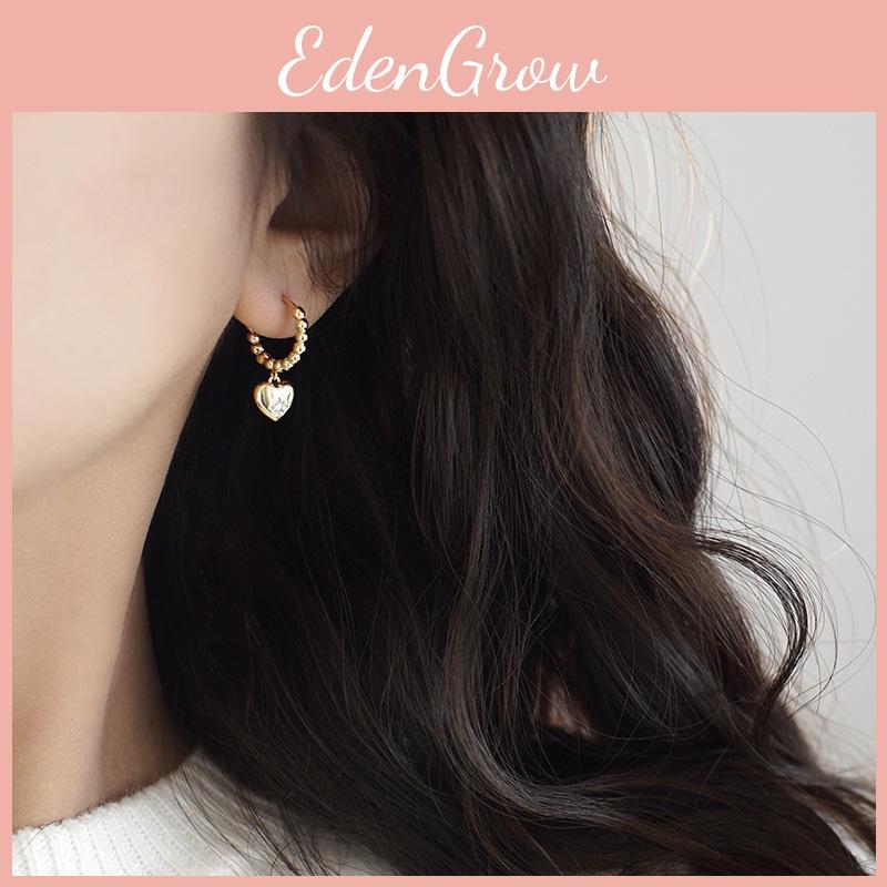 Stylish Gold Alloy Heart Hoop Earrings Modern Circular Design For Women